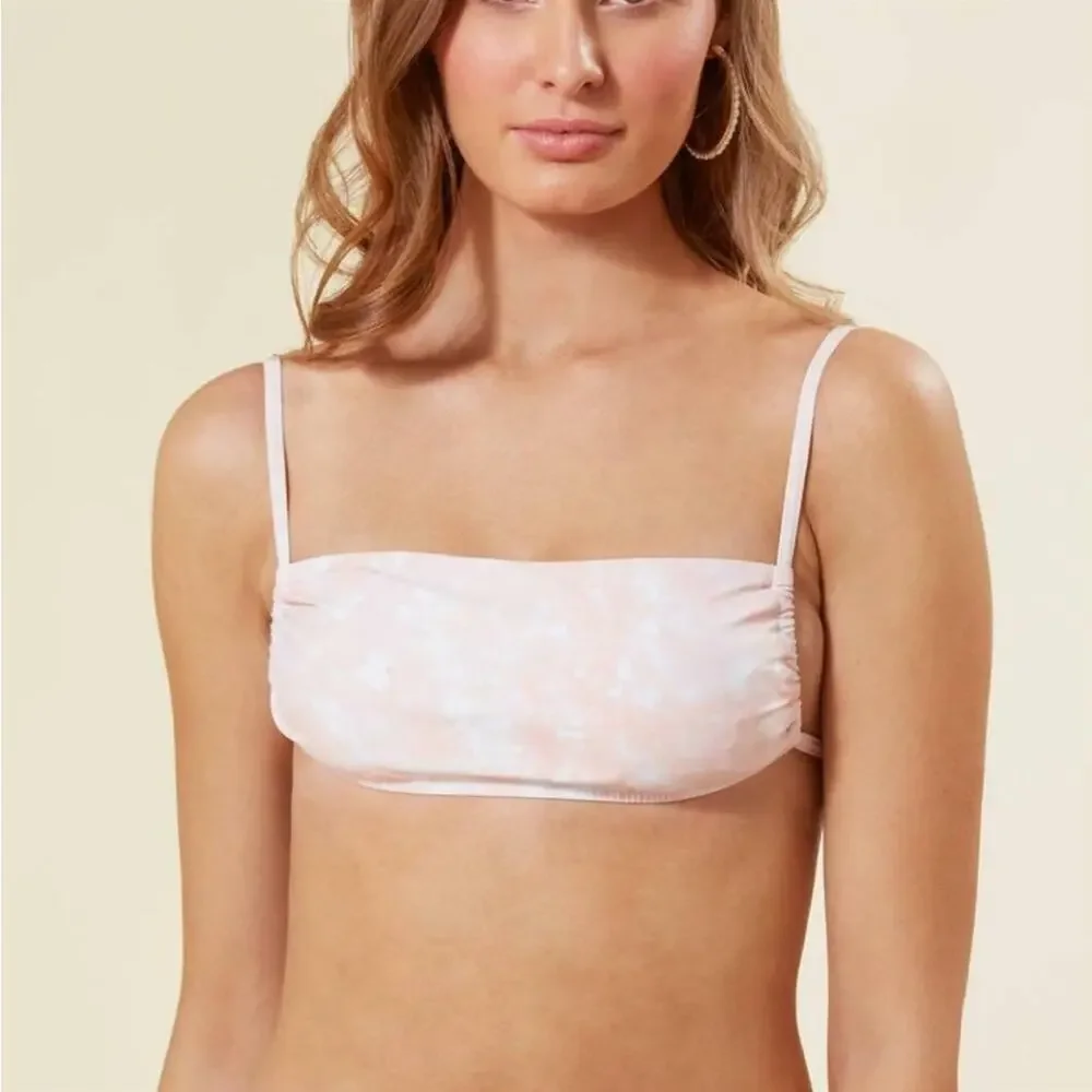 NWOT WeWoreWhat Leigh Dusty Light Pink Abstract Marble Bikini Top XS - Picture 2 of 6
